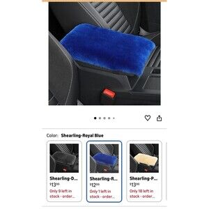 MLOVESIE Sheepskin Car Seat Cushion Natural Sheepskin Fit SUV/Truck/Car Blue